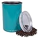 Airscape Coffee Storage Canister (1 lb Dry Beans) - Patented Airtight Lid Pushes Air Out to Preserve Food Freshness - Two Way Valve Releases CO2 - Stainless Steel Food Container- Turquoise