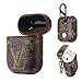 New Luxury Designer PU Leather Fashion Graphic Style Full Protective Cover for Airpods Wireless Headset Charging Box with Hook Handle (Brown)