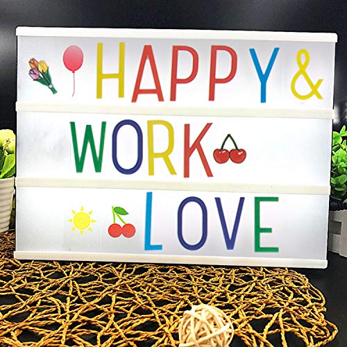 K Kwokker A4 Color Changing Cinema Light Box Sign with 210 Total Letters,Numbers & Emojis, Light up Your Life, USB Cable, and Remote Control for Decorative Party Sign