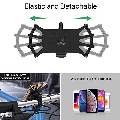 Bike Phone Mount,VUP [Detachable] Silicone Phone Stand for Bicycle,360° Rotation,Face & Touch ID,Universal Motorcycle Phone Mount for iPhone XS MAX/XR/X/8P/7/7P,Galaxy S10/S9/S8,Google Pixel,Nubia,LG - Thumbnail 2