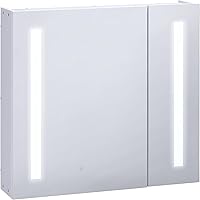 kleankin LED Medicine Cabinet with Mirror and Lights, 27.5" x 25.5" Lighted Bathroom Wall Cabinet, Bathroom Mirror Cabinet wi