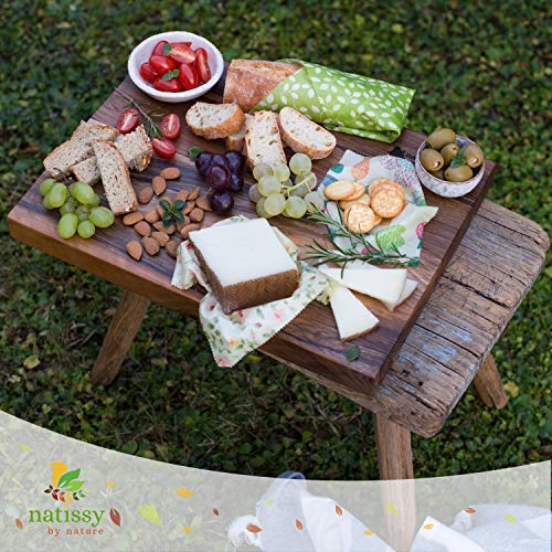 Beeswax Wraps for Food, Set of 6 Organic Bees Wax Paper for Bread, Cheese, Sandwiches; Reusable Bee Wax Wrap for Covering Bowls; Washable Beeswax Paper; Sustainable Beeswax Cloth Cover for Eco Kitchen