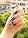 Ecbasket 24 Pcs Pre-designed Metallic Changing Colors Blue & Pink Full Nail Tips Acrylic False Nails +1 Pcs 20 Counts Nail Adhesive Stickers for Free ,Gift for Thanksgiving Day