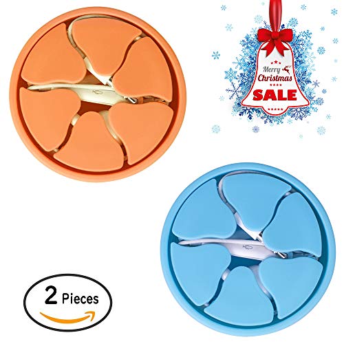 Tangle-Free Earbuds Holder Storage Case Portable Silicone Headphone Earphone Cable Compact Storage Cord Wrap Winder Headphones Keeper System Organizer (Orange Blue)