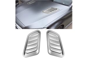 Blilo Car Hood Vents, 2PCS Universal Hood Air Vents for Car Hood Scoop, Bonnet Vent Hood Air Intake Trim Cover (Silver)