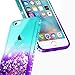 iPhone 8 Case, iPhone 7 Case with Tempered Glass Screen Protector for Girls Women Kids, NageBee Glitter Liquid Sparkle Bling Floating Waterfall Diamond Shockproof Cute Case for iPhone 7/8 -Aqua/Purple