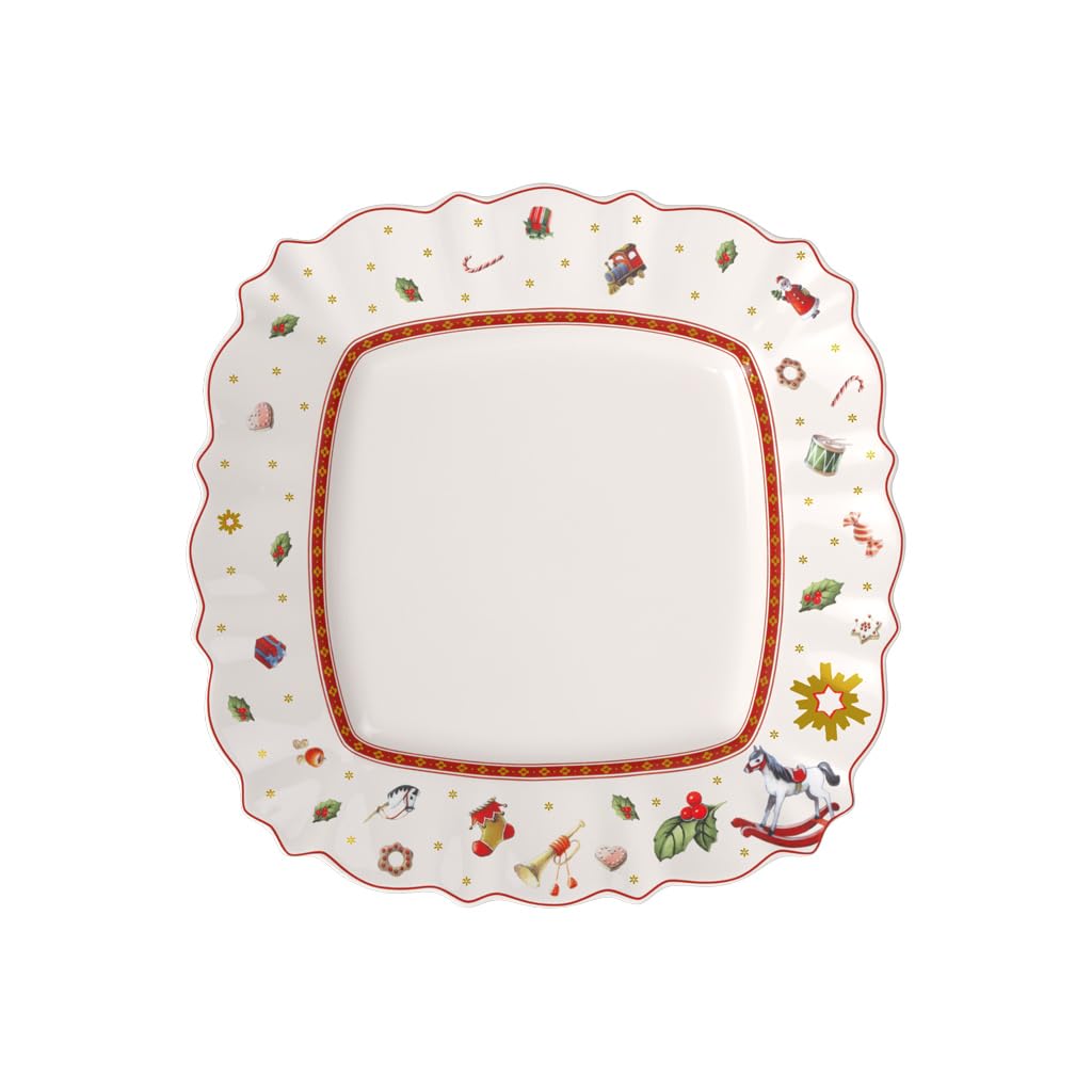 Villeroy & Boch Plate, Porcelain, Multi-Colour, 28,5 x 28,5 x 8 cm, White/Red, Dinner