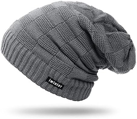 Hat for Men and Women Winter Warm Hats Knit Slouchy Thick Skull Cap by REDESS (IW02-Gray)