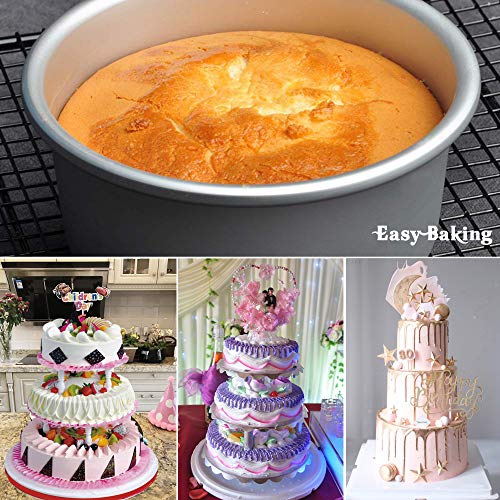 Aluminum Round Cake Pans,3PCS Round Cake Pan Set with 4 Inch,6 Inch and 8 Inch Aluminum Cake Pans 3" Deep,Round Baking Pans,Cheesecake Pan with Removable Bottom for Instant Pot and Pressure Cooker