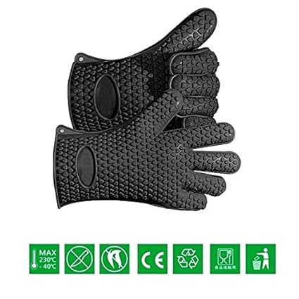 Generic 1 Pair: Enipate Silicone Heat Resistant BBQ Grill 5 Fingers Gloves Kitchen Barbecue Oven Cooking Glove Cooking Extreme