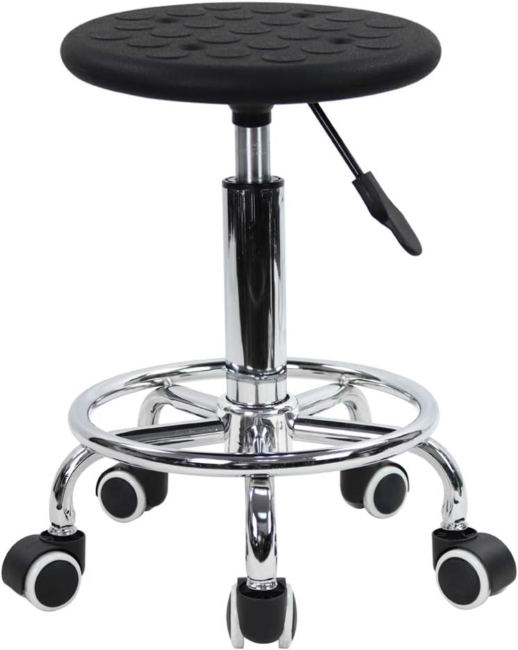 KKTONER PU Foam Rolling Stool with Footrest Height Adjustment Swivel Laboratory spa Salon Tattoo Work Anti-Static Stool Small (Black): Furniture & Decor