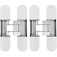 Alamic Invisible Hinges Concealed Door Hinge Heavy Duty Hidden Hinge Up to 132lbs 3-D Adjustable - Silver -1 Pair