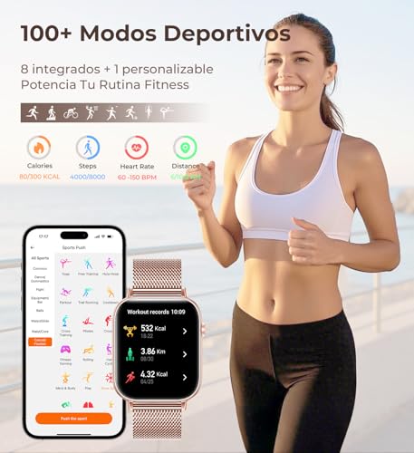 Iaret Women's Smartwatch, 46 cm Smartwatch with 4 Straps, Bluetooth Calls, Sleep Monitor/Heart Rate/SpO2/Menstrual Monitor, 110+ Sports Modes Activity Bracelet for iOS/Android, Rose Gold