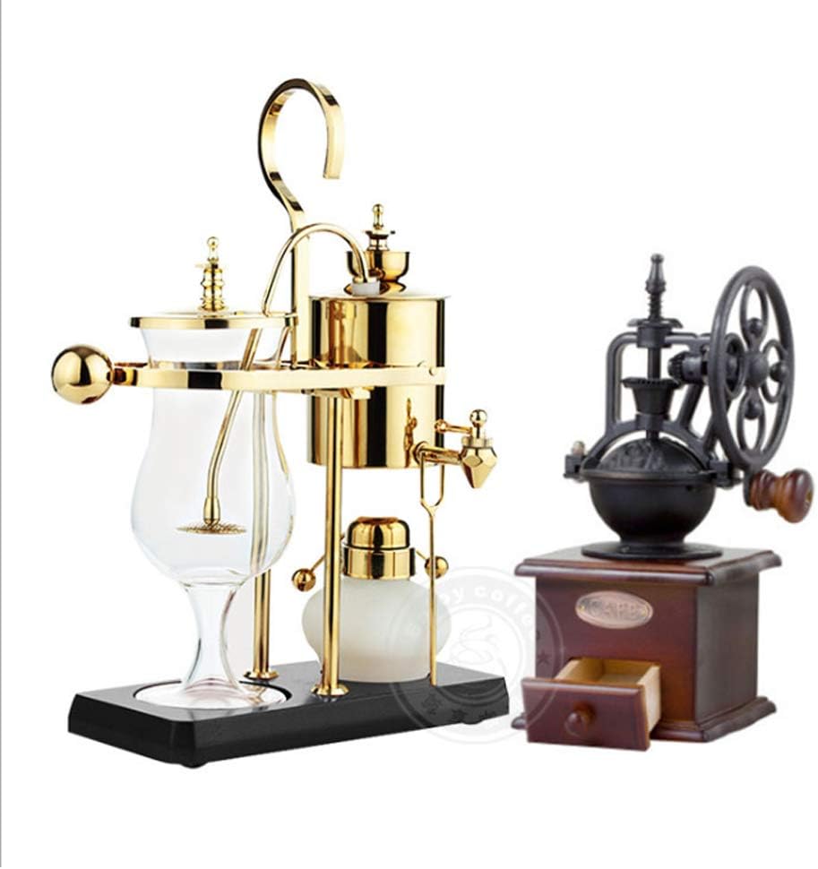 YPJKHM Royal Belgian Coffee Maker Home Belgian Pot Coffee Maker Set Elegant Retro Style Design Durable Threaded Double Rod Pot For Tea And Coffee-gold