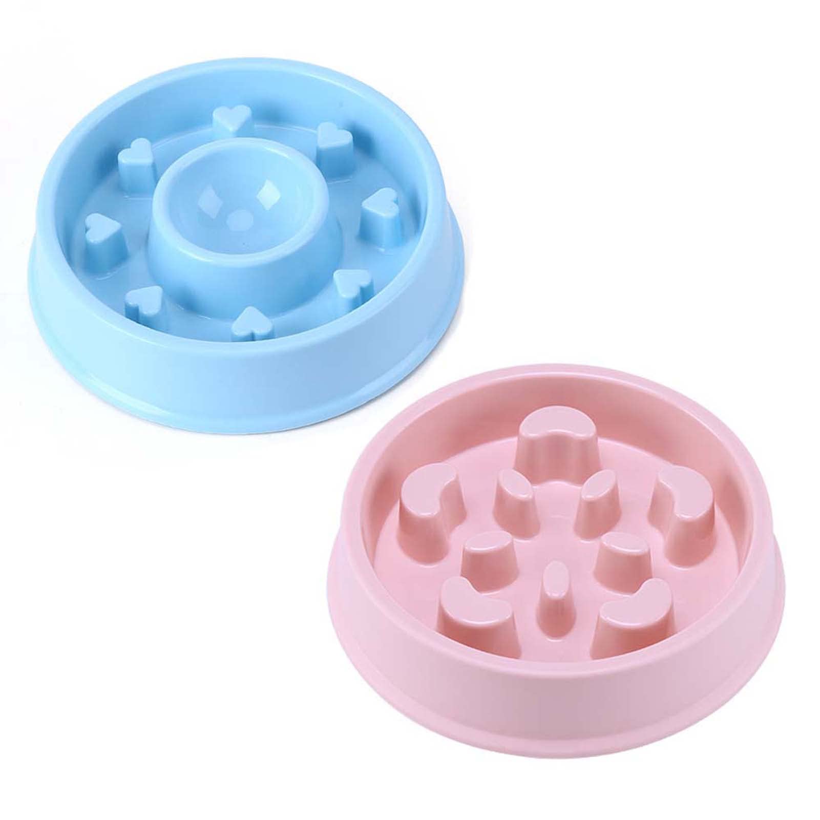 Hesheng 2 Pack Slow Feeder Dog Bowl Puppy Slow feeding bowl Interactive Feeder Pet Bloat Stop Dog Bowl Non-Slip Healthy Eating Bowl for Small Medium Large Dogs (Blue+Pink)