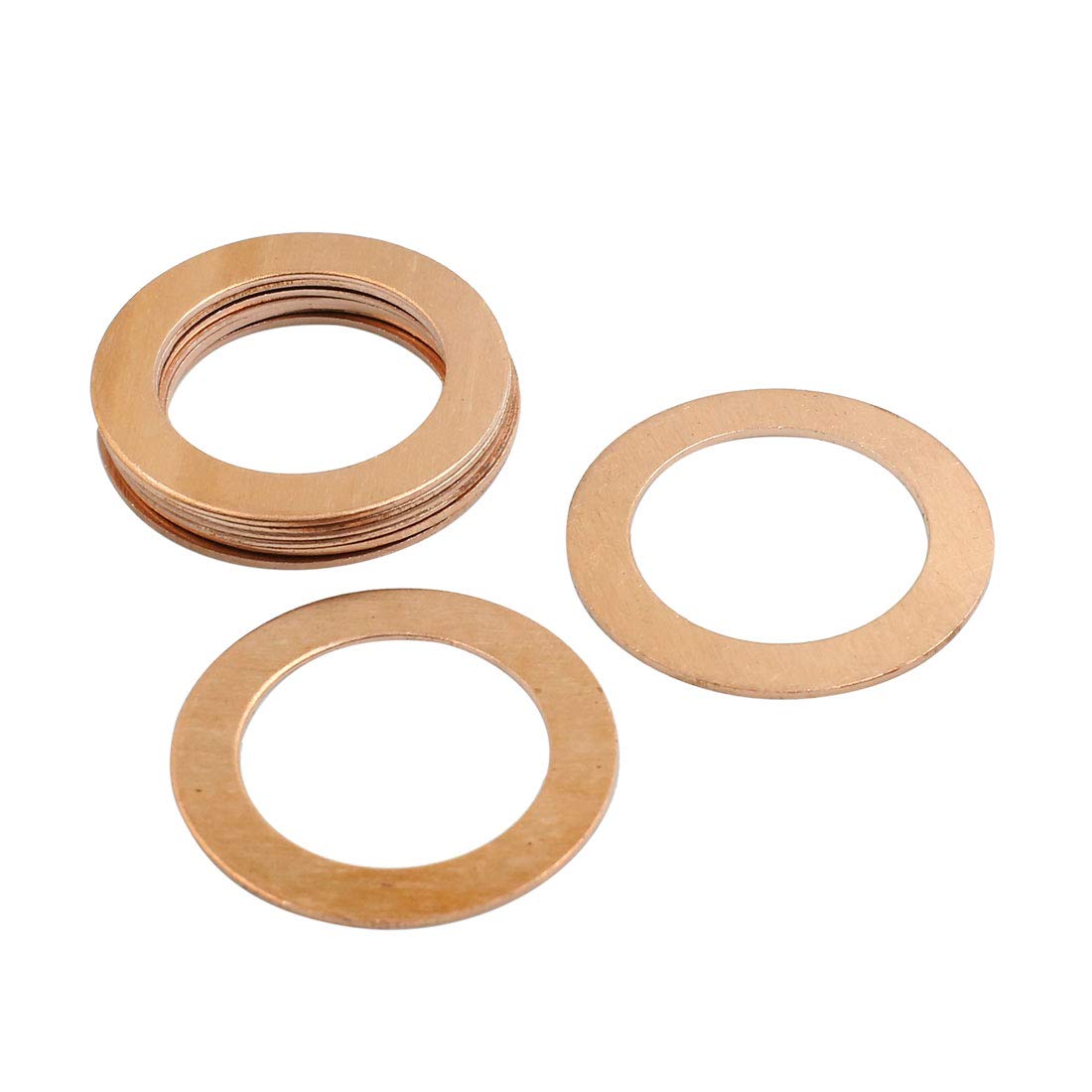 X AUTOHAUX 8pcs 27mm Inner Diameter Copper Washers Flat Sealing Gaskets Rings