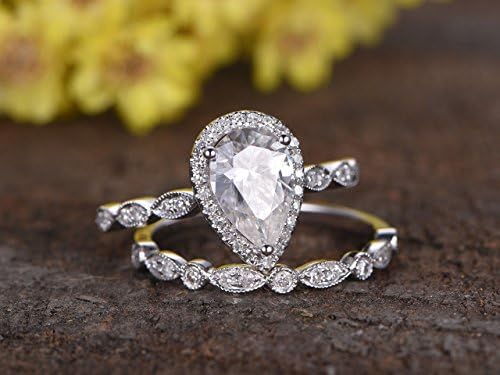 Aumsin Gorgeous Teardrop White Sapphire Silver Ring Set Women Wedding Gifts Jewelry6-10 (7)