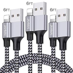 iPhone Charger, JAHMAI Nylon Braided Lightning Cable[Apple MFi Certified]3Pack 6ft Fast Charging High Speed Data Sync…
