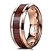 King Will NATURE Koa Wood Inlay Tungsten Carbide Wedding Ring 8mm Rose Gold High Polished Comfort Fit