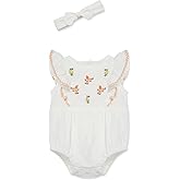 Little Me Clothes for Baby Girls' 100% Cotton Gauze Bubble and Coordinating Headband Set, 3 Months to 12 Months