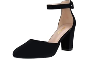 kihutor Closed Toe Heels for Women - Black Nude White Silver Gold Round Toe Chunky Wedding Block Women Pumps Shoes, 3 Inch