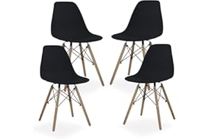 GAON. Dining Room Chairs | Modern Style | Wooden Legs | Weight Capacity: 211 lbs. | Shell | Set of 4 (Black)