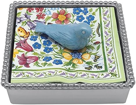 Mariposa Blue Bird Beaded Napkin Box