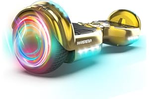 SUNDERWELL Electric Hoverboard for Kids, Hover board with Wireless Bluetooth Speaker and LED Flashing Wheel Lights, 6.5" All Terrain Hoverboard Max Speed 9 MPH, Max 165lbs​ (Gold)