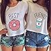 JINT Best Friends Tshirt 2-Pack Women Donut and Coffee BFF Matching Cute Shirt Cartoon Tops Funny Tees by (Best-S+Friends-S)