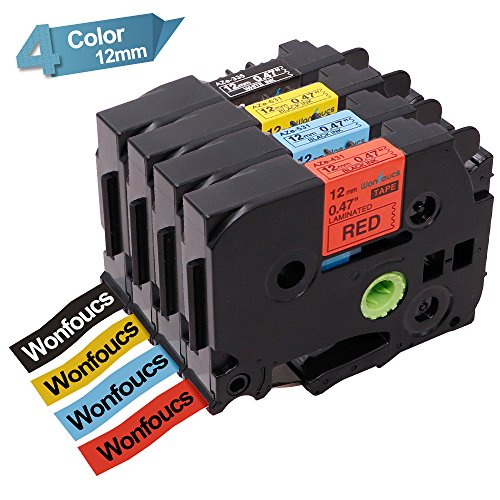 Wonfoucs Equivalent Brother TZe-431 TZe-531 TZe-631 TZe-335 TZe Tape for PT-D210 Label Maker, Standard Laminated Label Tape, 0.47 Inch (12mm) x 26.2 Feet (8m), 4-Pack - Thumbnail 7