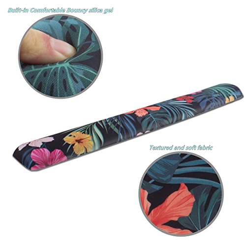 BRILA Keyboard and Mouse Wrist Rest Support Pad Cushion Set â€“ Comfortable Medicinal Grade Silica Gel with pattern design â€“ Skid Proof & Pain Relief Easy Typing (Summer Tropical Floral Leaves)