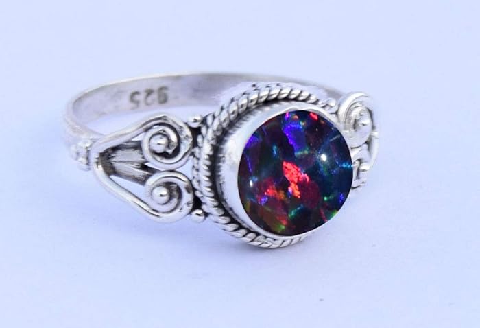 925 Sterling Silver White Opal Ring Opal Stone Girl Women Gift Ring Size 5 6 7 8 9 10 11 12 13 Statement Handmade Products