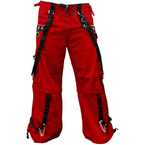 Prime Quality Gothic Men's Gothic Red Trouser Red Threads Black