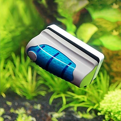 Aquarium Magnetic Brush Glass Algae Scraper Cleaners Floating Curve (Color: Blue + White)