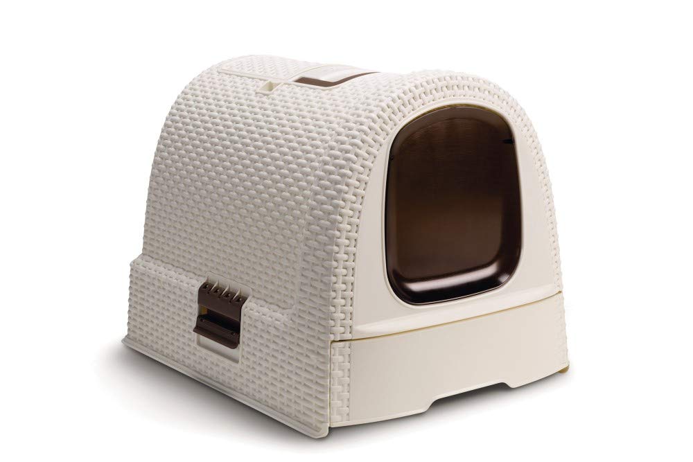 Curver Petlife Style Hooded Litter Box Scoop + Filter CremeWhite, Large Buy Online in