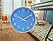 Epy Huts Modern Wall Clock Battery Operated Indoor Non-Ticking Silent Quartz Quiet Sweep Movement Wall Clock for Office,Bathroom,Living Room Decorative 10 Inch Blue