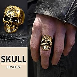 FaithHeart Male Skull Rings Norse Viking Vegvisir