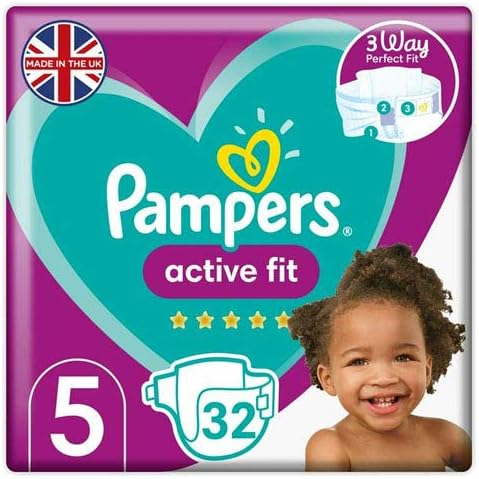 Pampers Active Fit Essential Pack Size 5 for 11-16 kg, 32 Nappies, 300 g, White, 300 g (Pack of 1)