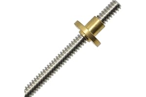 ReliaBot 400mm T8 T8x4 Tr8x4 Lead Screw and Brass Nut (Acme Thread, 2mm Pitch, 2 Start, 4mm Lead) for 3D Printer and CNC Machine Z Axis