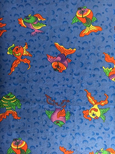 KinderMat Full Cover Sheet, Pillowcase Style Sheet Fits Rainbow Designer, Daydreamer, Heavy-Duty, and Enduro, 100% Cotton Flannel, Ocean and Fish Print, Large