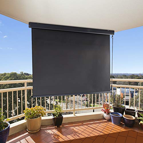 Relaxdays Senkrechtmarkise, 250 x 160 cm, Sonnen- und Sichtschutz, Balkon und Terrasse, Außenrollo mit Kurbel, anthrazit – Bild 3