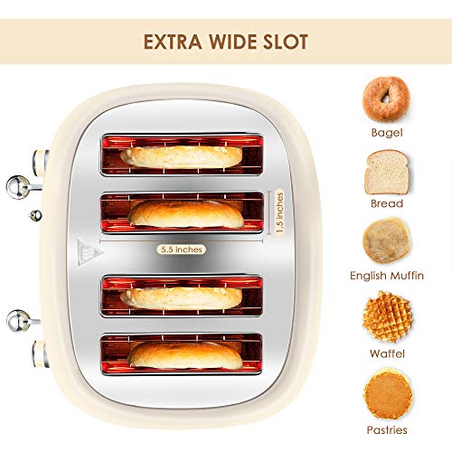REDMOND 4 Slice Toaster Retro Stainless Steel Toasters with Bagel