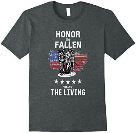 Men's Honor the Fallen and Thank the Living - US Proud Vet T-Shirt XL Dark Heather