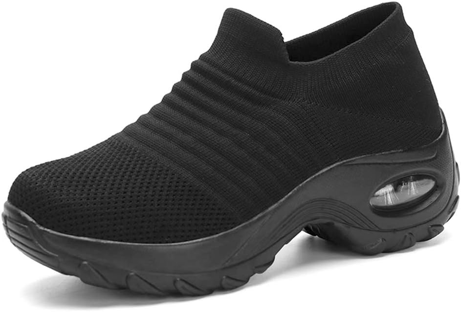 DUOYANGJIASHA Womens Comfortable Walking Breathable Mesh Slip On Air Cushion Tennis Sock Sneakers Casual Running Shoes Wedge Platform Workout