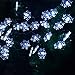 Viewpick 50 LED Solar Christmas Lights Outdoor Cool White Christmas Snowflake String Lights, Solar Powered LED Fairy Lights Xmas Tree Snowflake Decor Light for Party Patio Garden Roof Window Decor