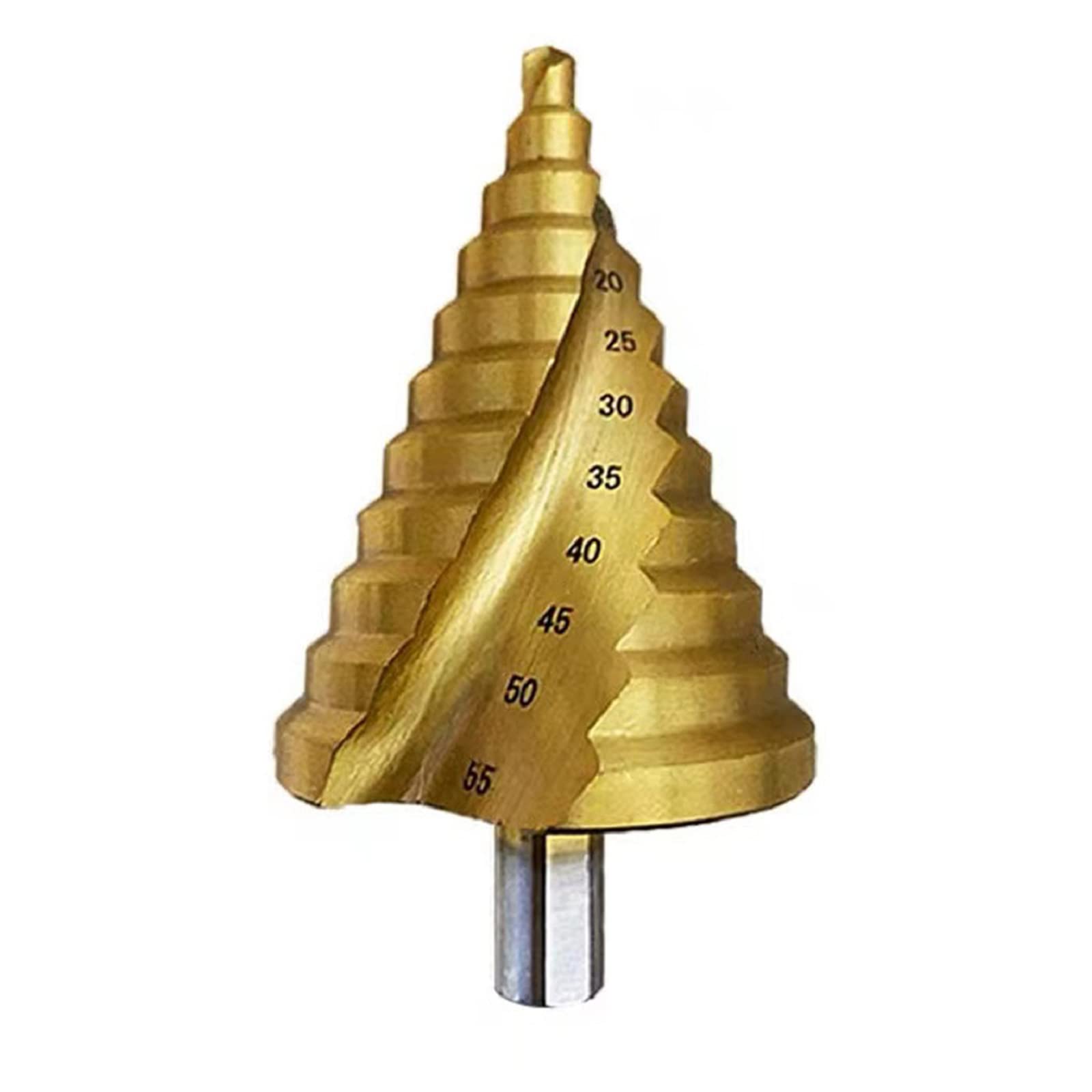 Hotiko 6-55mm HSS Step Drill Bit Large HSS Spiral Groove Step Drill Titanium Coated Bit Hole Cutter — image 1