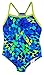Speedo Girls Thin Strap One Piece Swimsuit Diamond Dot (7, Blue Geo)