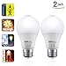Motion Sensor Light Bulbs 12W Dusk to Dawn PIR Built-in Motion Detector Smart Bulbs E26 Base A19 Indoor Outdoor LED Light Bulbs 3000K Warm White 1000 Lumens Security Night Lights 2 Pack by COOWOO