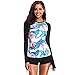 Caracilia Women Long Sleeve Rashguard Swim Shirt UPF 50+ Rash Guard Swimsuit Top