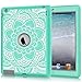 Hocase iPad 2/3/4 Case, Shockproof Heavy Duty Protection Silicone Rubber+Hard Plastic Hybrid Dual Layer Slim Protective Case for iPad 2nd/3rd/4th Generation (9.7-inch) - Teal Mandala Flowers